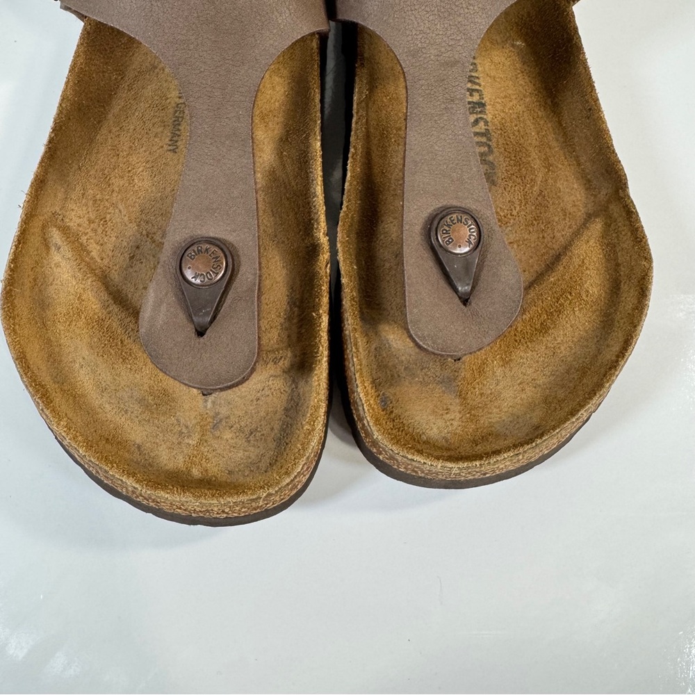 Birkenstock Women’s Gizeh Sandals Brown Vegan‎ Leather Size 38 - Picture 6 of 12